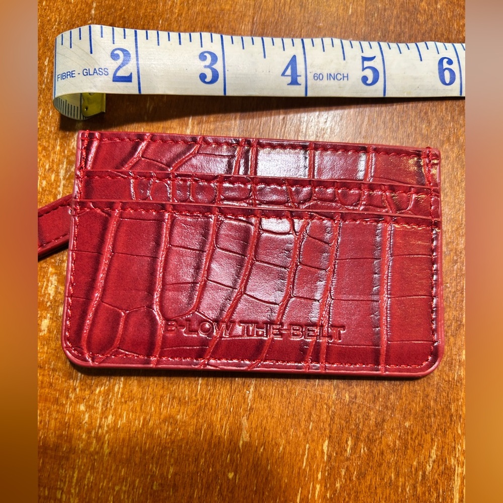B-Low the Belt Red Croc-Embossed Card Holder